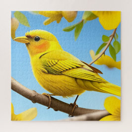 Quebra-cabeça Bright Yellow Songbird Emitido em uma ramificação