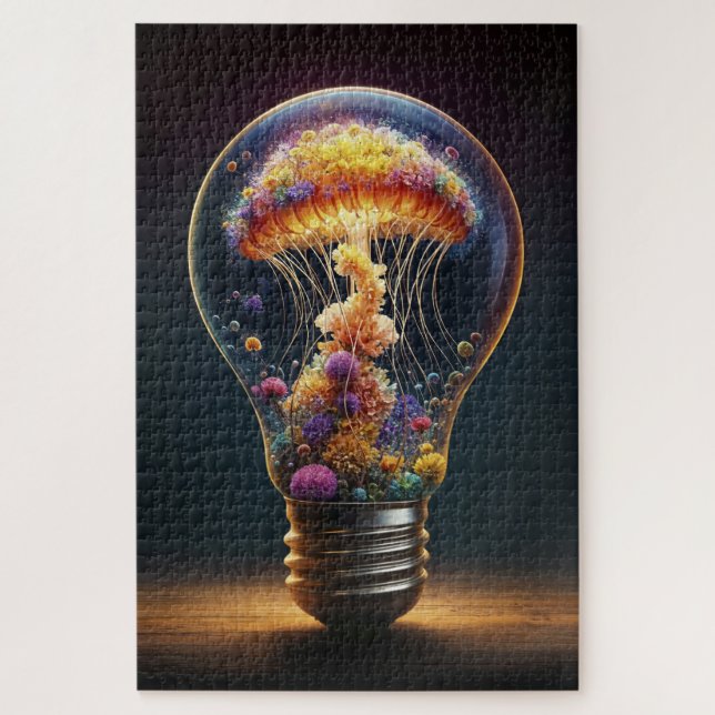 Quebra-cabeça Brilho elétrico de águas-vivas bioluminescentes vi (Vertical)