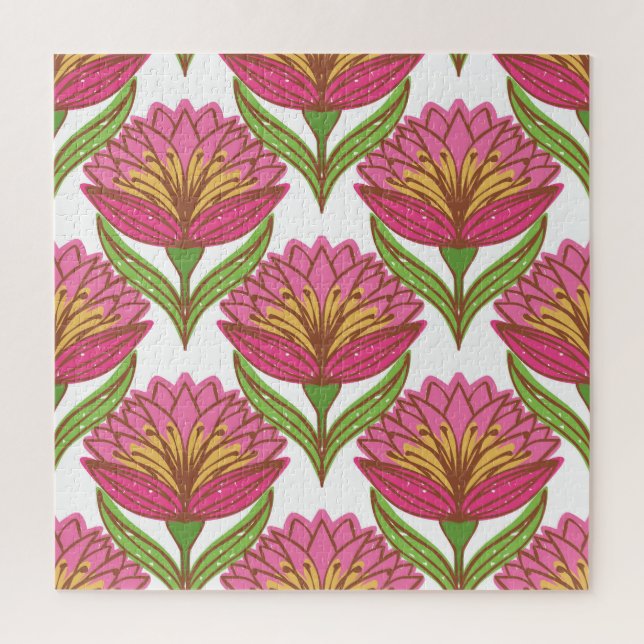 Quebra-cabeça Brilho Floral: Vintagem Branca Vermelha. (Vertical)