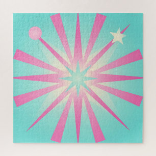 Quebra-cabeça Brilho Retro Estrela Explosão Rosa-Menta