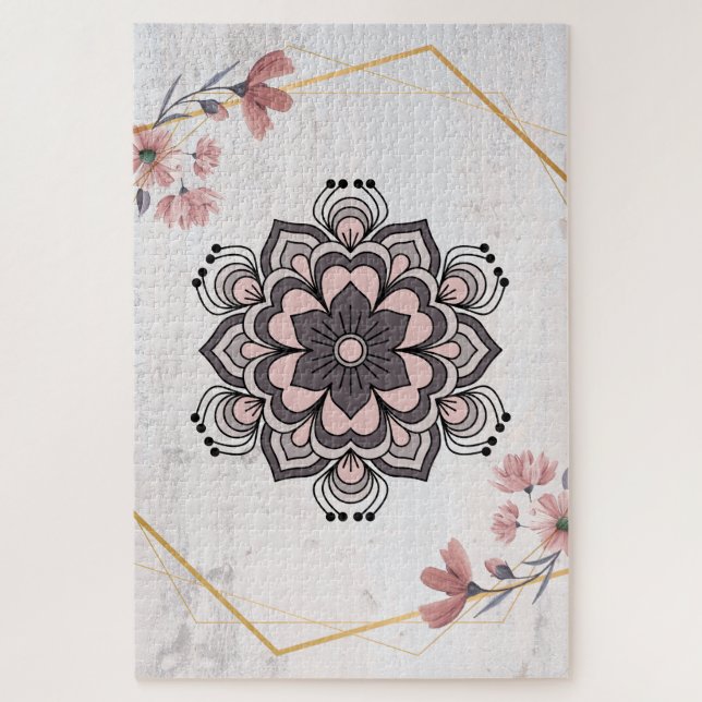 Quebra-cabeça Brilho Suave de Rangoli – Padrão Botânico Pacífico (Vertical)