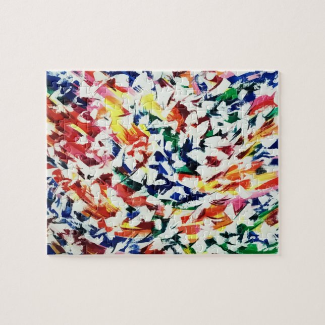 Quebra-cabeça Brincadeira Artista Azul Vermelho Abstrato Amarelo (Horizontal)