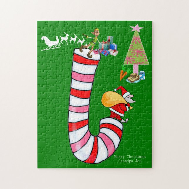 Quebra-cabeça Brinquedos de Papai noel de Natal Feliz (Vertical)