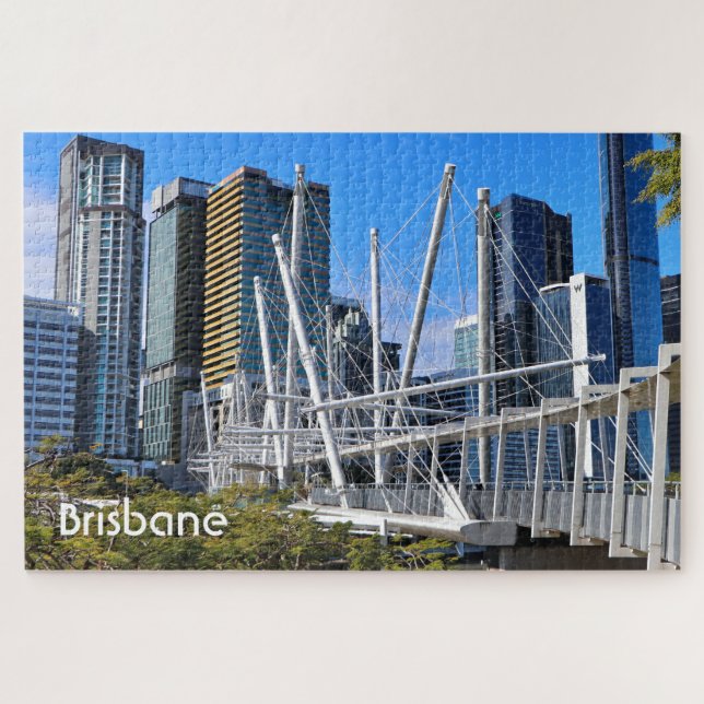 Quebra-cabeça Brisbane: ponte Kurilpa e edifícios (Horizontal)