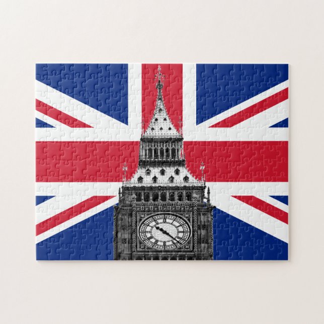 Quebra-cabeça British Flag & Big Ben - Londres, Reino Unido/adep (Horizontal)