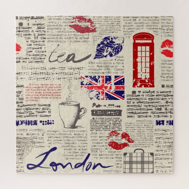Quebra-cabeça British newspaper pattern (Vertical)
