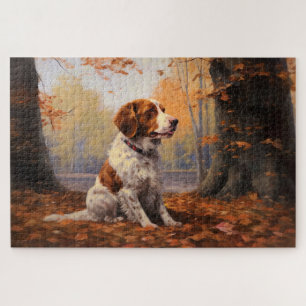 Quebra-cabeça Brittany Spaniel no Outono Folhas Caídas Inspiram