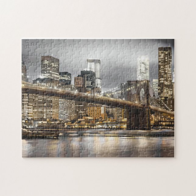 Quebra-cabeça Brooklyn Bridge New York Night Jigsaw Puzzle (Horizontal)