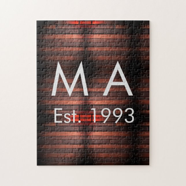 Quebra-cabeça Brown rustic brick stone add name letter year date (Vertical)