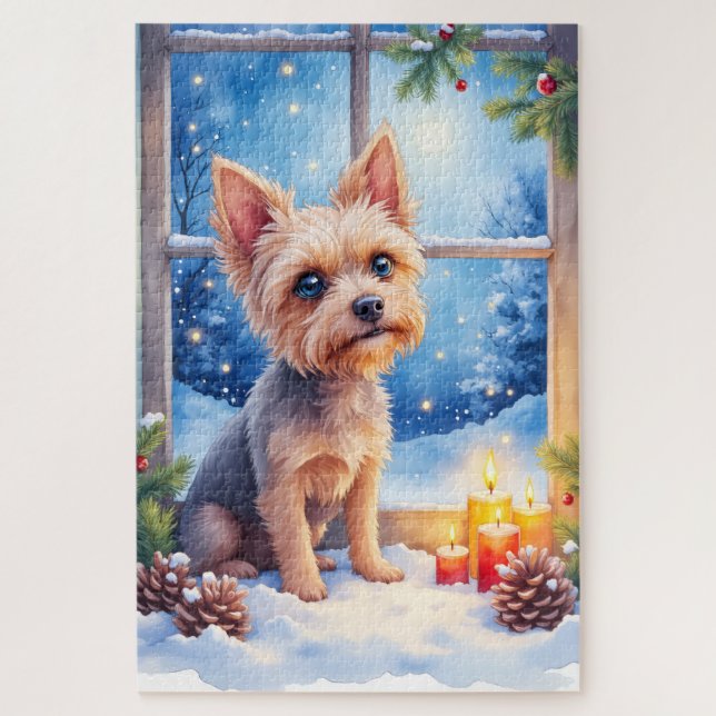 Quebra-cabeça Brussels Griffon Frosted Window Christmas Art (Vertical)