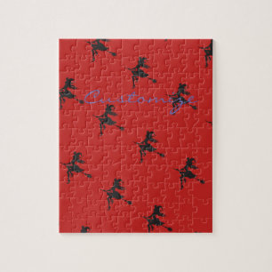 Quebra-cabeça Bruxa Andando Vassoura Halloween Thunder_Cove