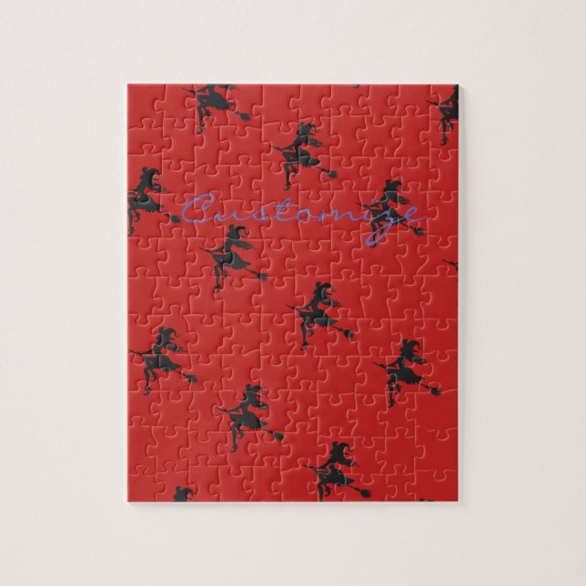 Quebra-cabeça Bruxa Andando Vassoura Halloween Thunder_Cove (Vertical)