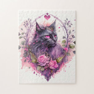 Quebra-cabeça Bruxa de Gato Majestoso