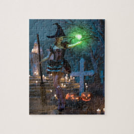 Quebra-cabeça Bruxa de Halloween na Floresta