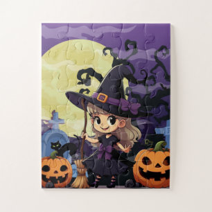 Quebra-cabeça Bruxa do Halloween do Anime Bonito