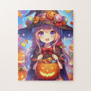Quebra-cabeça Bruxa do Halloween do Anime Bonito