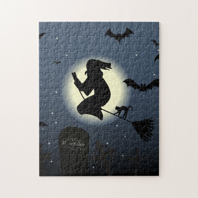 Quebra-cabeça Bruxa e Morcegos Spooky (Vertical)