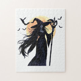 Quebra-cabeça Bruxa Mística em Lua Cheia