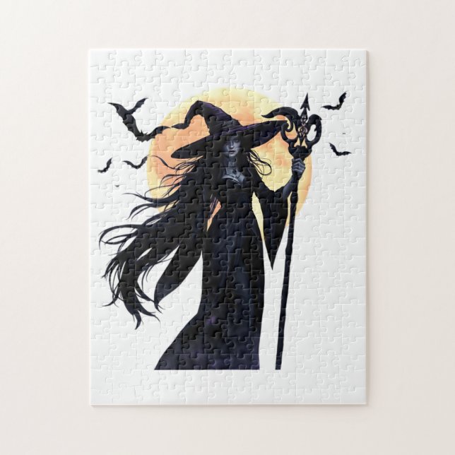 Quebra-cabeça Bruxa Mística em Lua Cheia (Vertical)