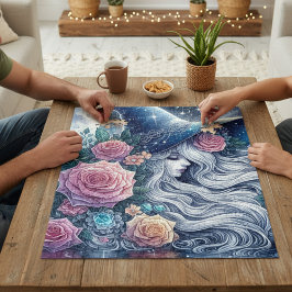 Quebra-cabeça Bruxa Rosa Celestial Paisagem dos Sonhos