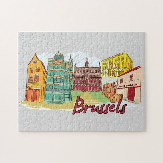 Quebra-cabeça Bruxelas Bélgica Viagem Cidade (Horizontal)