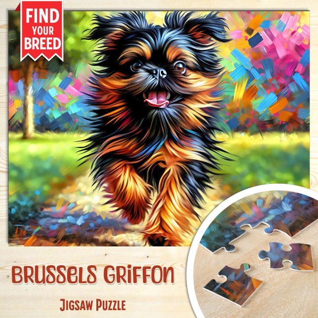 Quebra-cabeça Bruxelas Griffon Dog Portraje Arte Acrílica Impres (Criador carregado)