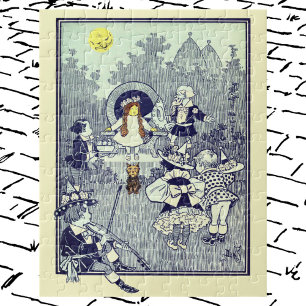 Quebra-cabeça Bruxo Vintage do Oz, Dorothy Encontra os Munchkins