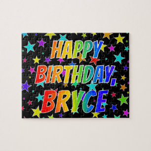 Quebra-cabeça "BRYCE" Primeiro Nome, Diversão "FELIZ ANIVERSÁR