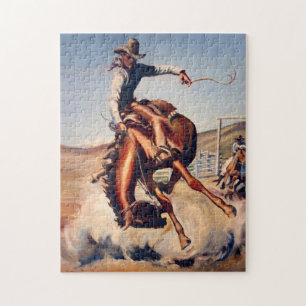 Quebra-cabeça “Bucking Bronco” Arte Ocidental por Will James