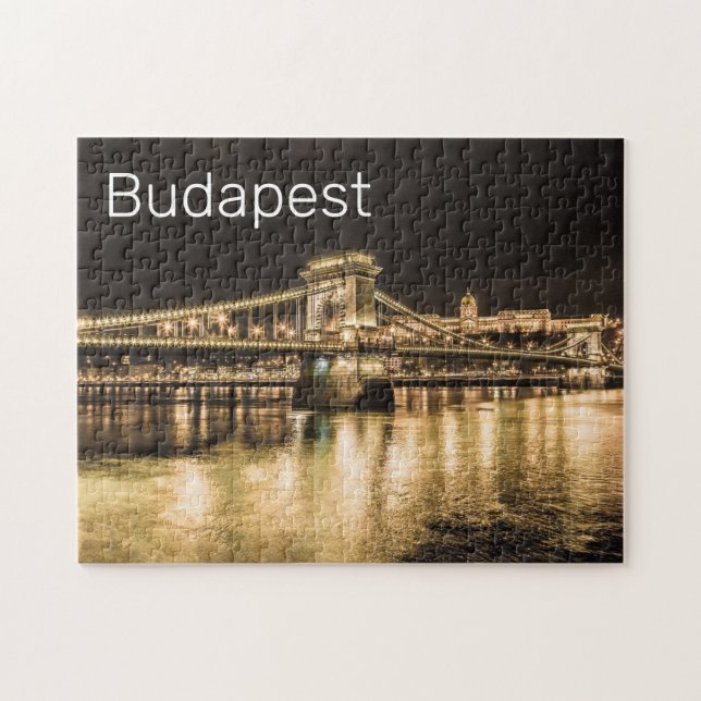 Quebra-cabeça Budapest com Ponte de Correntes Panorama Vintage (Horizontal)