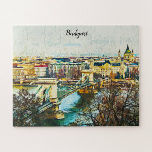 Quebra-cabeça Budapest Hungria Oil Paint Panorama View