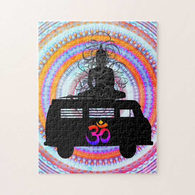 Quebra-cabeça Buddha Retro Hippie Símbolo Om Mandala Jigsen Puzz (Vertical)