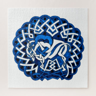Quebra-cabeça Búfalo Celta/design bisonho em azul