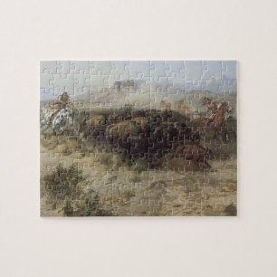 Quebra-cabeça Buffalo Hunt No. 26, de CM Russell, índios Vintage