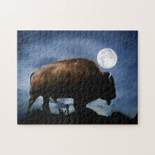 Quebra-cabeça Buffalo Místico e Lua Cheia