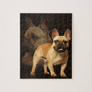 Quebra-cabeça Buldogue francês - Frenchie - xadrez de Brown