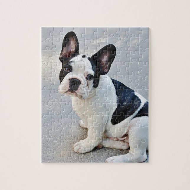 Quebra-cabeça buldogue francês sentado (Vertical)