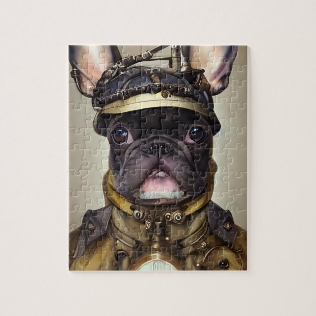 Quebra-cabeça Buldogue Francês Steampunk (Vertical)