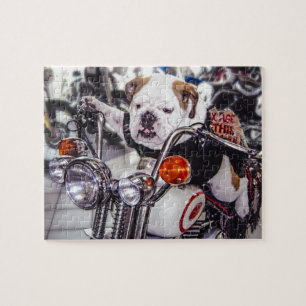 Quebra-cabeça Buldogue na motocicleta