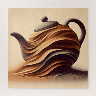 Quebra-cabeça Bule de Chá Zen Minimalista Abstrato Fluido