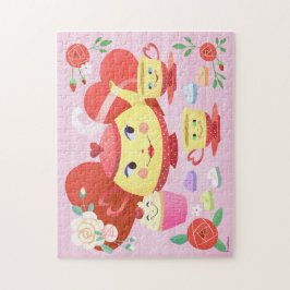 Quebra-cabeça Bule de namorados, Equipes e Rosas com Corações