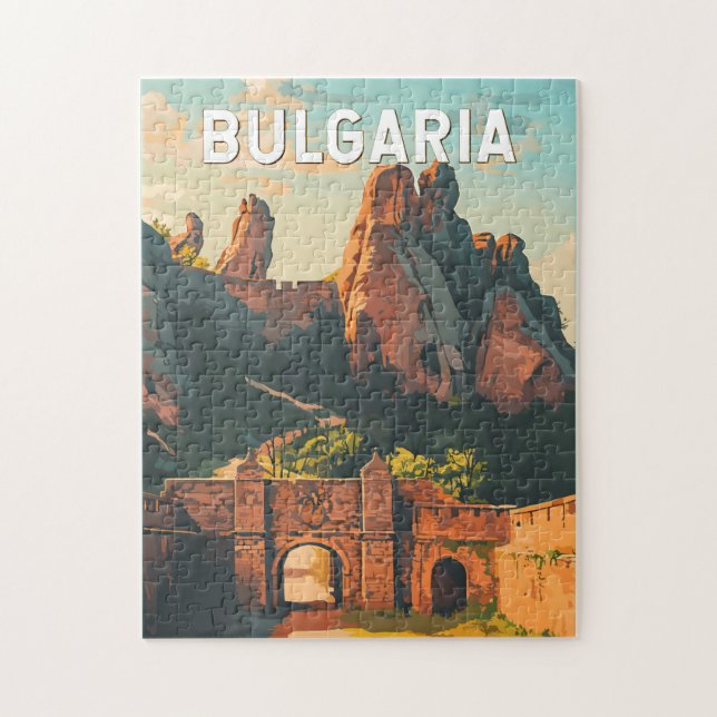 Quebra-cabeça Bulgária Ilustração Viagem Art Vintage (Vertical)