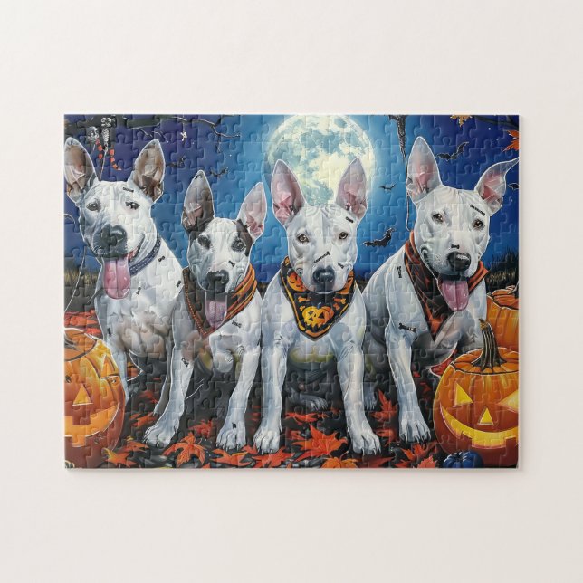 Quebra-cabeça Bull Terrier Halloween Assustador  (Horizontal)