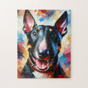 Quebra-cabeça Bull Terrier Miniatura   Preto   Impressão Acrílic