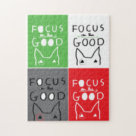 Quebra-cabeça Bull Terrier Pop Art Foco na citação de BOM