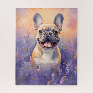 Quebra-cabeça Bulldog Francês em campo de Lavanda
