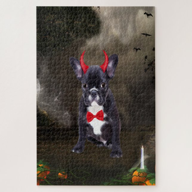 Quebra-cabeça Bulldog Francês em Fantasia de Halloween (Vertical)