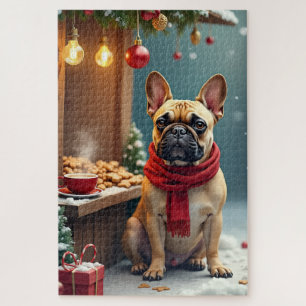 Quebra-cabeça Bulldog Francês no Mercado de Natal Vintage