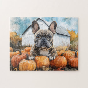 Quebra-cabeça Bulldog Francês no Pumpkin Patch