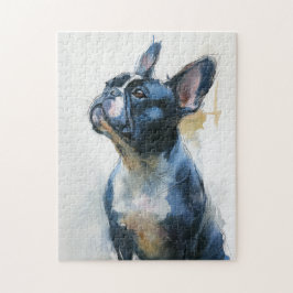 Quebra-cabeça Bulldog francês sentado em aquarela
